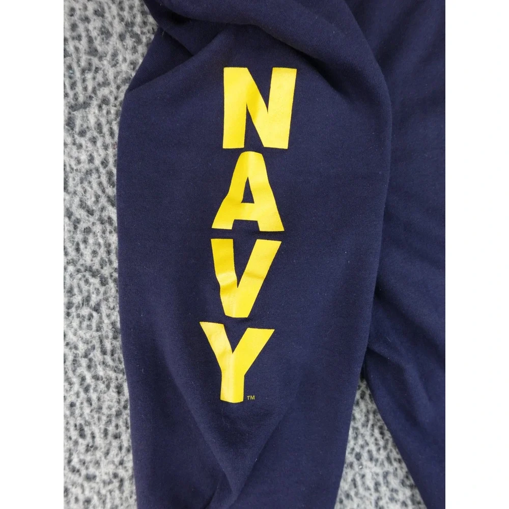 Soffe Navy Graphic Sweatpants Joggers Yellow Print Drawstring Elastic Medium